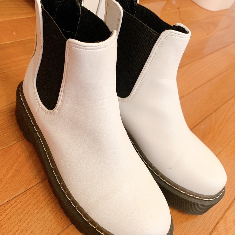 White platform booties